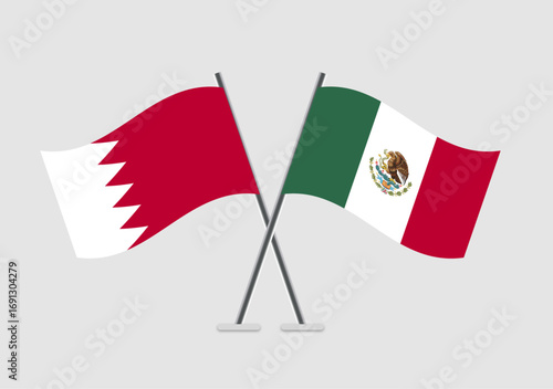 Bahrain and Mexico vector flags flat vector artwork concept