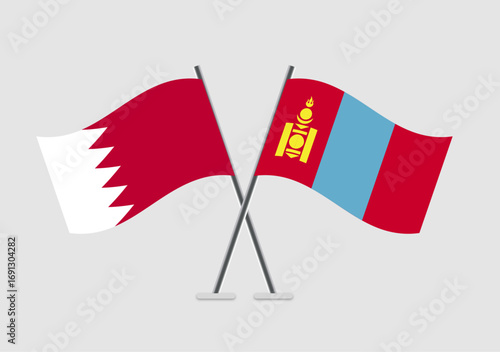 Bahrain and Mongolia vector flags shown in clean digital vector