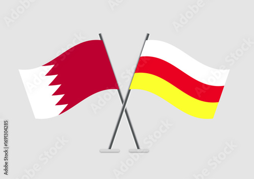 Bahrain and North Ossetia vector flags arranged in centered symmetry