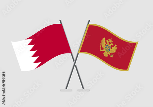 Bahrain and Montenegro vector flags in flat print-friendly format