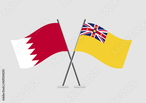 Bahrain and Niue vector flags in unity-inspired positioning