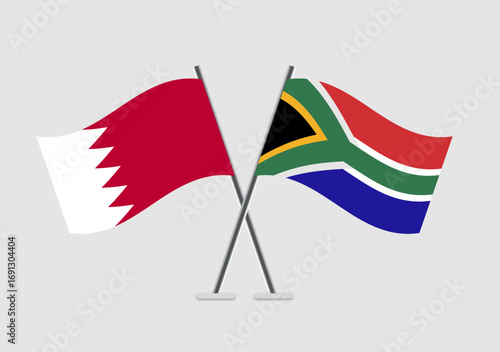 Bahrain and South Africa vector flags composed in balance and style