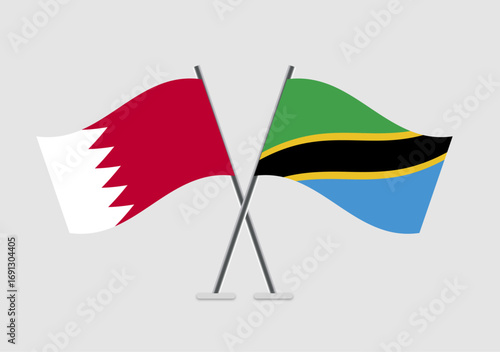 Bahrain and Tanzania vector flags for public event concepts