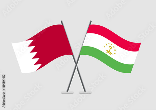 Bahrain and Tajikistan vector flags with isolated symmetrical design