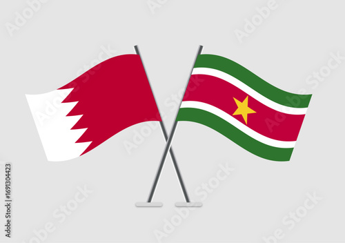 Bahrain and Suriname vector flags drawing for intercultural theme