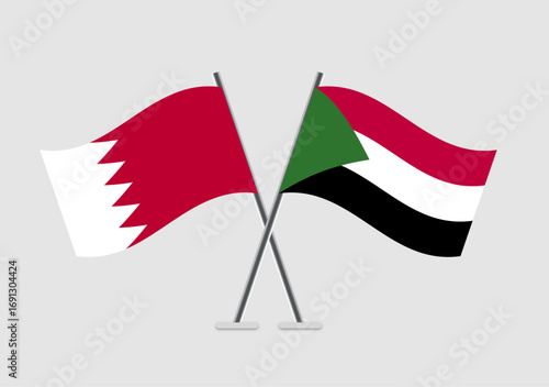 Bahrain and Sudan vector flags composed with clarity and calm