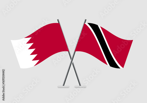 Bahrain and Trinidad and Tobago vector flags in balanced neutral illustration