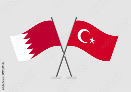 Bahrain and Turkey vector flags drawn in clear vector pose