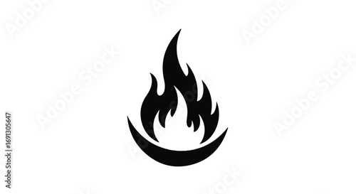 Stylized black flame icon on a white background, representing heat or energy