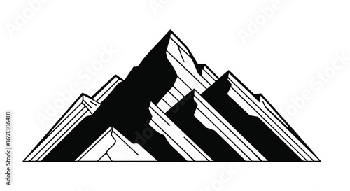 Majestic mountain peak rendered in a bold, graphic style