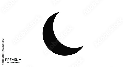 Simple black crescent moon symbol on a clean white background