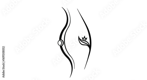 Elegant abstract illustration of a pregnant belly with delicate floral and crown embellishments, symbolizing new life and royalty.