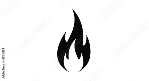 Simple black flame icon on a white background, representing heat and energy.