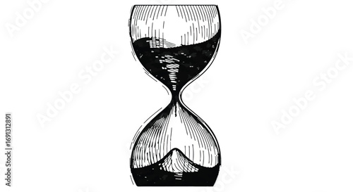 Artistic hourglass illustration showing liquid flowing from top to bottom, symbolizing the passage of time.
