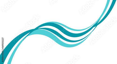 woosh vector Abstract  curve sea wave logo  technology office illustration of a turquoise wavy line on a white background. The line is divided into two parallel, curved sections, giving the impression