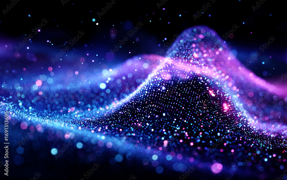Fototapeta premium Vibrant Abstract Digital Wave with Glittering Particles