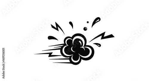 Dynamic comic book style explosion effect with speed lines and sparks