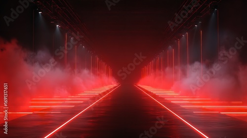 Dark and moody image of a stylish black motorcycle with fog effects