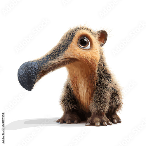 An adorable and whimsical animal with a long snout and big, expressive eyes. It's a charming illustration of a unique creature
