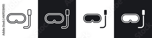 Mask snorkel icon symbol collection on white background.