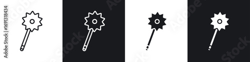 Mace icon symbol collection on white background.