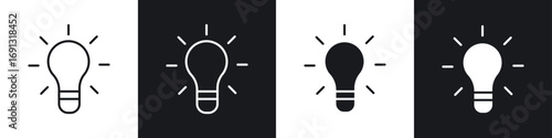 Light bulb icon symbol collection on white background.