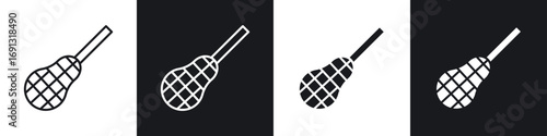 Lacrosse stick ball icon symbol collection on white background.
