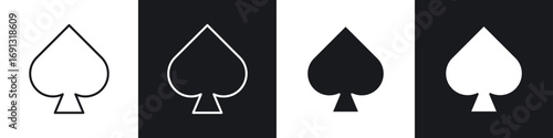 Card-spade icon symbol collection on white background.