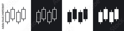 Chart candlestick icon symbol collection on white background.