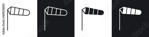 Windsock icon symbol collection on white background.