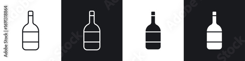 Wine bottle icon symbol collection on white background.