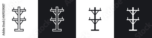 Utility pole icon symbol collection on white background.