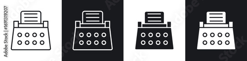 Typewriter icon symbol collection on white background.
