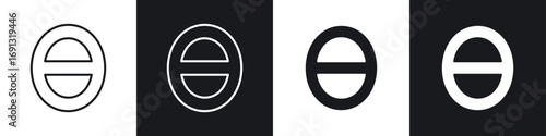 Theta icon symbol collection on white background.