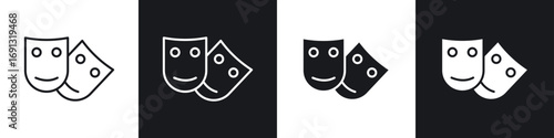 Theater masks icon symbol collection on white background.