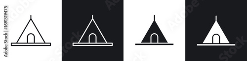 Tent icon symbol collection on white background.