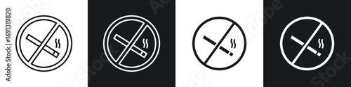 Smoking ban icon symbol collection on white background.