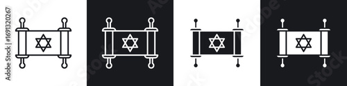 Scroll Torah icon symbol collection on white background.