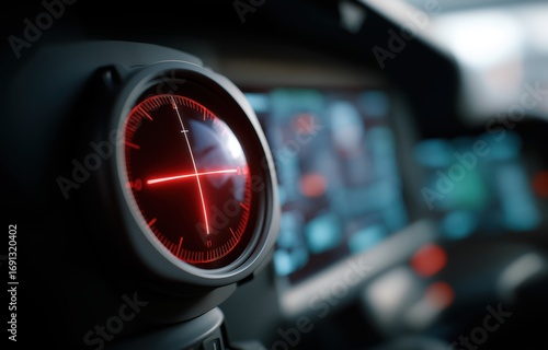 Single red blip on radar screen symbolizes detection and monitoring in defense systems