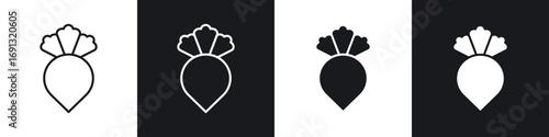 Radish icon symbol collection on white background.