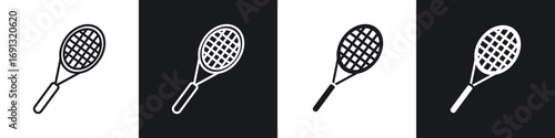 Racquet icon symbol collection on white background.