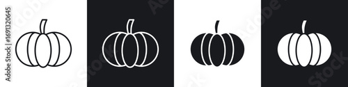Pumpkin icon symbol collection on white background.