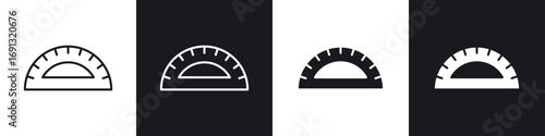 Protractor icon symbol collection on white background.
