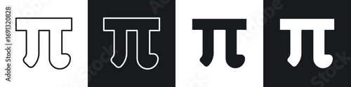 Pi icon symbol collection on white background.