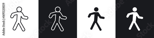 Person walking icon symbol collection on white background.