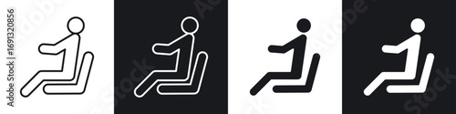 Person seat icon symbol collection on white background.