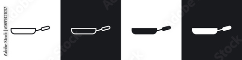 Pan frying icon symbol collection on white background.