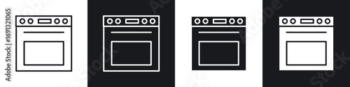 Oven icon symbol collection on white background.