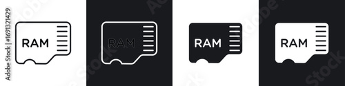 Memory icon symbol collection on white background.
