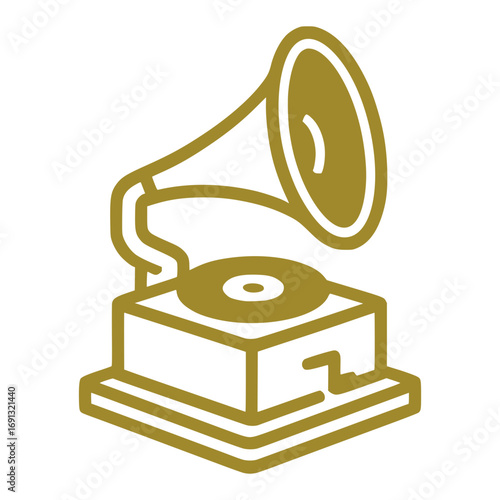 Vintage gramophone icon, a symbol of classic music and retro style, perfect for music lovers